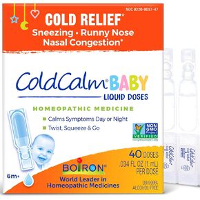 Boiron ColdCalm Baby 40 Count Bundle - Single-Use Drops for Relief from Cold Symptoms of Sneezing, Runny Nose, and Nasal Congestion - Sterile, Non-Drowsy Calm (8 Packets with 5 Liquid Doses)