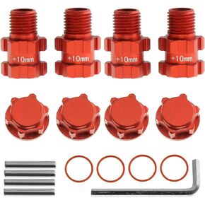 RC Wheel Hex Hubs Adapter 14mm to 17mm Widen 10mm Extended Wheel Hub Drive with Anti-dust Cap Nuts Compatible for Arrma 1/10 3S Granite Mega Senton Big Rock New BIGROCK Typhon Upgrade Parts