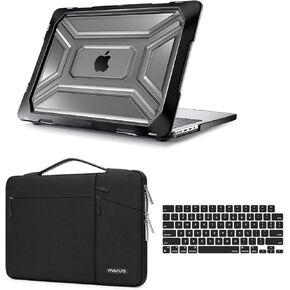 MOSISO Compatible with MacBook Pro 14 inch Case 2023 2022 2021 Release M3 A2918 A2992 M2 A2779 M1 A2442 Pro Max Chip, Plastic Hard Shell with TPU Bumper & Carrying Sleeve Bag & Keyboard Cover, Black