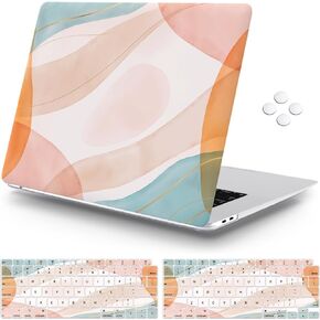 iCasso Compatible with MacBook Air 13 Inch Case 2021,2020-2018 Release A2337 M1/A1932/A2179 with Retina Display Touch ID, Protective Hard Plastic Shell Case and Keyboard Cover (Art Modern-Pink)