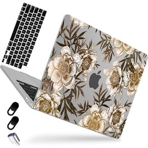 حافظة MEEgoodo لجهاز M3 MacBook Air 13.6 بوصة 2024 2022، غطاء شفاف غير لامع مناسب للطراز A3113 A2681 M2، غطاء بلاستيكي ناعم لجهاز كمبيوتر محمول 13 بوصة، حافظات صلبة لجهاز MacBook Air M2، الأشجار والورد