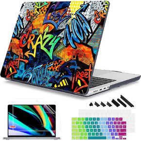 Mektron Case for 2023 MacBook Pro 16" M3 A2991 Fits M2 A2780 M1 A2485 (2021/2030) Pro/Max Chips with Touch ID, Hard Shell Plastic Laptop Cover Keyboard Cover Screen Protector,Peony Flowers C186