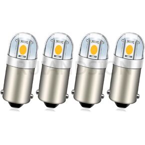 Ruiandsion BA9S LED Bulb BA9 1895 1891 53 57 Warm White 6V LED Bulb 3030 2SMD Chipsets LED Replacement Bulbs for Car Interior Dome Map License Plate Glove Box Lights (Pack of 4)
