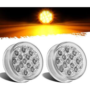 Partsam 2 قطعة 2.5 بوصة كهرماني مستدير 13 مصباح LED للعلامات الجانبية أو ضوء الهوية، مصابيح LED لشاحنة مقطورة بعدسة شفافة، مقاومة للماء، 12 فولت