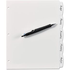 Avery 16370 Write-On Divider, 5/Tab, 3-Hole Punch, 8.5-Inch x11-Inch , White