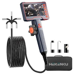 Articulating Borescope, 360° Endoscope Camera with 5 Inch Screen, 8.5mm Lens Snake Camera, Livescope, 5ft Cable, 1080P Video Inspection Camera with Light for Automotive Home Mechanics