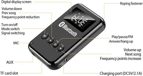 مستقبل إرسال Bluetooth5.0، محول صوت لاسلكي بلوتوث 2 في 1، مع شاشة LED، للتلفزيون/الكمبيوتر/مكبر صوت سلكي/سماعات الرأس/الاتصال بدون استخدام اليدين في السيارة in Saudi Arabia