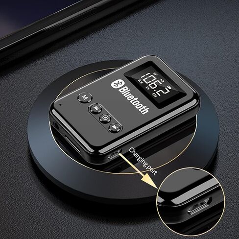 مستقبل إرسال Bluetooth5.0، محول صوت لاسلكي بلوتوث 2 في 1، مع شاشة LED، للتلفزيون/الكمبيوتر/مكبر صوت سلكي/سماعات الرأس/الاتصال بدون استخدام اليدين في السيارة in Saudi Arabia