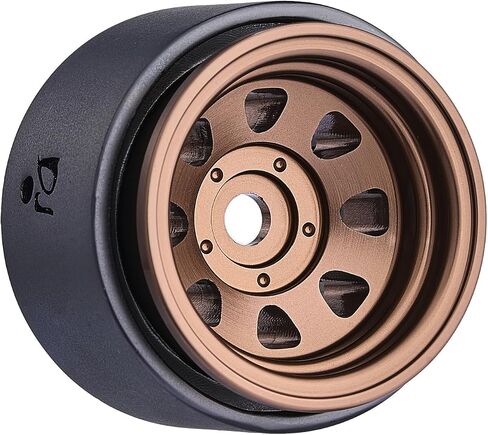 1.0 Deep Dish Bead Lock Metal Wheels Positive Offset 2.7mm 8 Spokes Wheels for TRX4M SCX24 Bronco C10 JLU Deadbolt 1/18 1/24 RC Crawler Car Upgrade Wheel, Come with Adapter for TRX4M(Bronze) in Saudi Arabia