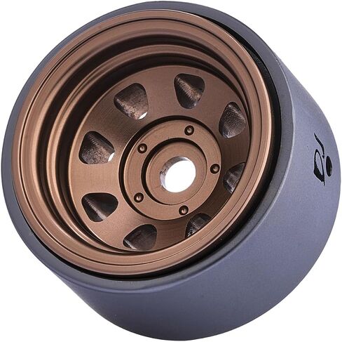 1.0 Deep Dish Bead Lock Metal Wheels Positive Offset 2.7mm 8 Spokes Wheels for TRX4M SCX24 Bronco C10 JLU Deadbolt 1/18 1/24 RC Crawler Car Upgrade Wheel, Come with Adapter for TRX4M(Bronze) in Saudi Arabia