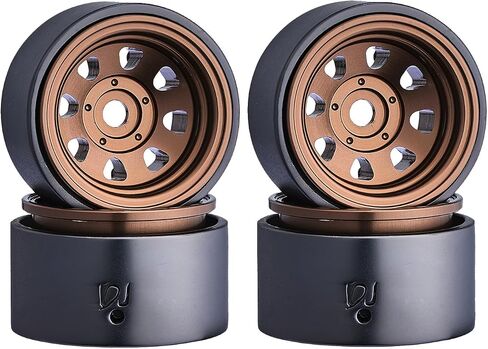 1.0 Deep Dish Bead Lock Metal Wheels Positive Offset 2.7mm 8 Spokes Wheels for TRX4M SCX24 Bronco C10 JLU Deadbolt 1/18 1/24 RC Crawler Car Upgrade Wheel, Come with Adapter for TRX4M(Bronze) in Saudi Arabia