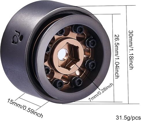 1.0 Deep Dish Bead Lock Metal Wheels Positive Offset 2.7mm 8 Spokes Wheels for TRX4M SCX24 Bronco C10 JLU Deadbolt 1/18 1/24 RC Crawler Car Upgrade Wheel, Come with Adapter for TRX4M(Bronze) in Saudi Arabia
