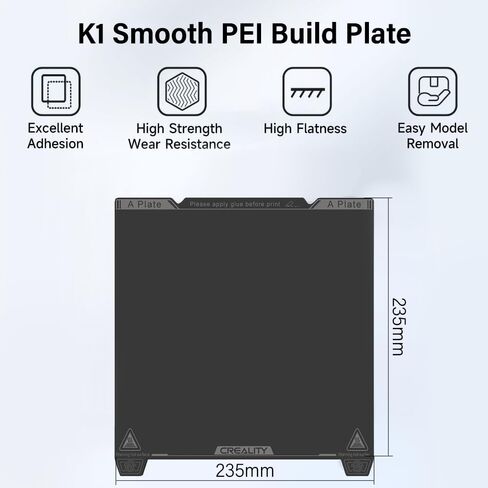 Official Creality K1 Max Build Plate PEI Sheet, 315 x 310mm Smooth Removable Flexible Spring Surface Excellent Heat Resistance Heated for Ender 3 S1 Plus K1 Max 3D Printer(Without Magnetic Base) in Kuwait