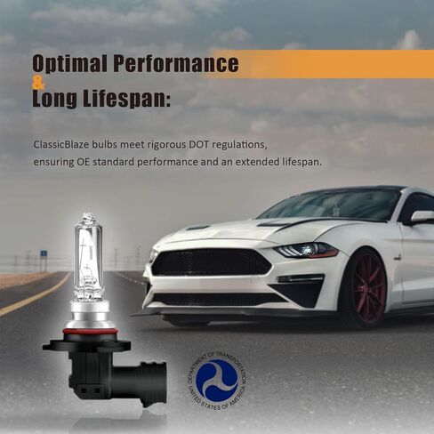 2023 ترقية HB3 9005 ClassicBlaze - لمبة هالوجين أمامية عالية السطوع مضادة للوهج، شعاع عالٍ، لمبة بديلة منخفضة الشعاع مع إضاءة فائقة السطوع وعمر طويل 12 فولت 60 وات (تحتوي على لمبتين) in Kuwait