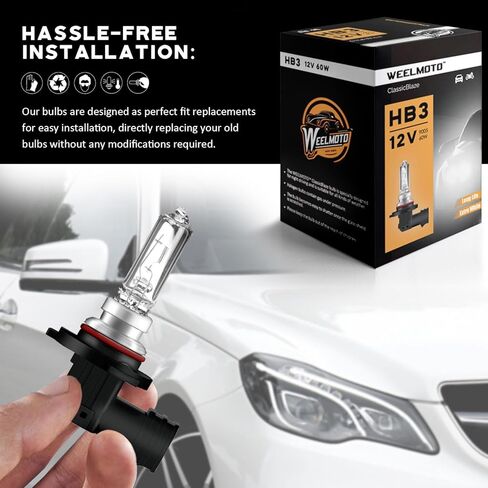 2023 ترقية HB3 9005 ClassicBlaze - لمبة هالوجين أمامية عالية السطوع مضادة للوهج، شعاع عالٍ، لمبة بديلة منخفضة الشعاع مع إضاءة فائقة السطوع وعمر طويل 12 فولت 60 وات (تحتوي على لمبتين) in Kuwait