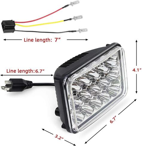 4x6 Led Headlights w/H4 Socket, Dot Approved Peterbilt Headlights Rectangular H4651 H4652 H4656 H6545 H4666 Headlamp for Kenworth Freightinger Ford Probe Chevy Oldsmobile Cutlass 4PCS in Saudi Arabia