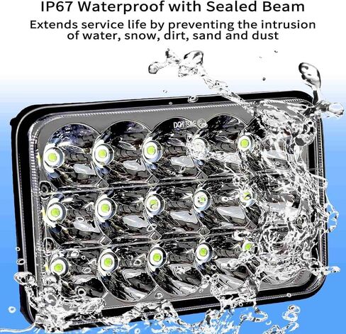 4x6 Led Headlights w/H4 Socket, Dot Approved Peterbilt Headlights Rectangular H4651 H4652 H4656 H6545 H4666 Headlamp for Kenworth Freightinger Ford Probe Chevy Oldsmobile Cutlass 4PCS in Saudi Arabia