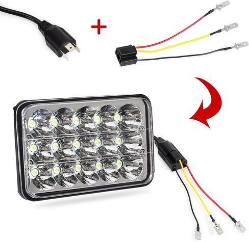 4x6 Led Headlights w/H4 Socket, Dot Approved Peterbilt Headlights Rectangular H4651 H4652 H4656 H6545 H4666 Headlamp for Kenworth Freightinger Ford Probe Chevy Oldsmobile Cutlass 4PCS in Saudi Arabia