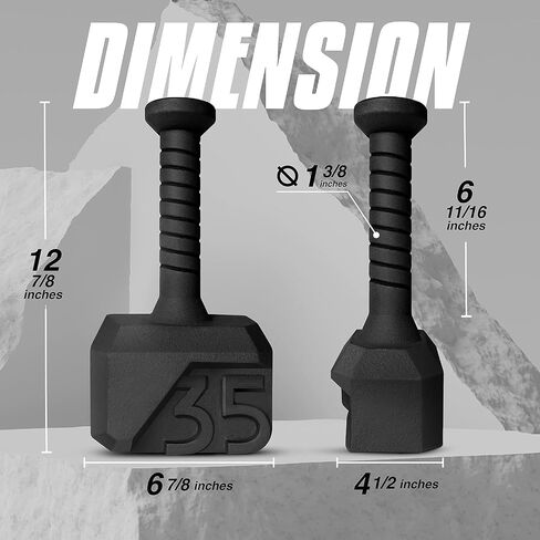 Yes4All Hammer Kettlebell مقبض مضاد للانزلاق لتمارين أوزان Macebell، والدفع للأعلى، ومعدات تدريب القوة بمقبض - زوج 35 رطلاً in Saudi Arabia