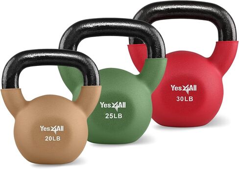 مجموعات Kettlebell & Kettlebell المطلية بالنيوبرين/القابلة للتعديل من Yes4All - أوزان يدوية للتدريب المنزلي وصالة الألعاب الرياضية والدمبل in Kuwait