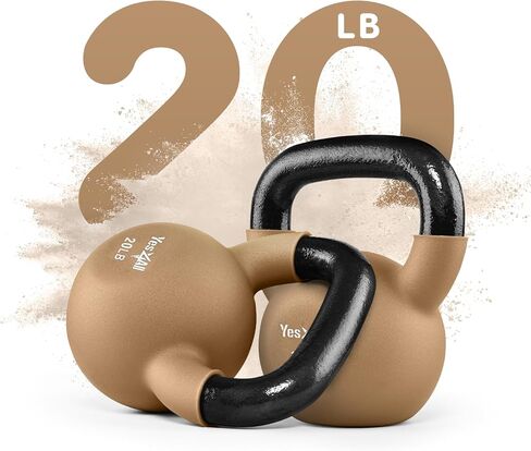 مجموعات Kettlebell & Kettlebell المطلية بالنيوبرين/القابلة للتعديل من Yes4All - أوزان يدوية للتدريب المنزلي وصالة الألعاب الرياضية والدمبل in Kuwait