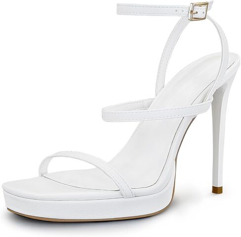 Womens Platform Stiletto High Heels Sandals Square Open Toe Ankle Strappy Heels Comfort Dress Wedding Party Heeled Sandals Shoes in Saudi Arabia