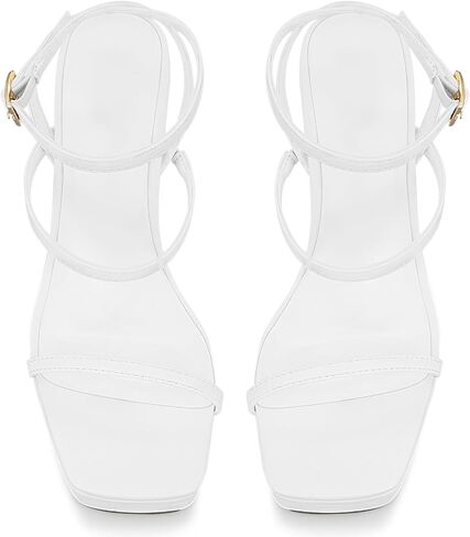Womens Platform Stiletto High Heels Sandals Square Open Toe Ankle Strappy Heels Comfort Dress Wedding Party Heeled Sandals Shoes in Saudi Arabia