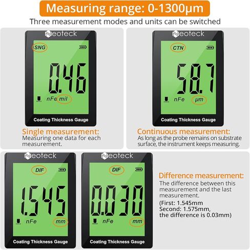 Neoteck 0-1300um Paint Thickness Gauge Car Coating Thickness Meter for Used Car Buyers, Paint Mil Thickness Meter Gauge Check The Car’s Original Coating Auto Car Paint Meter in Saudi Arabia