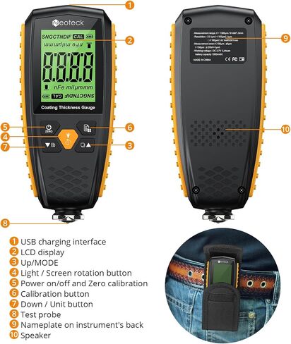 Neoteck 0-1300um Paint Thickness Gauge Car Coating Thickness Meter for Used Car Buyers, Paint Mil Thickness Meter Gauge Check The Car’s Original Coating Auto Car Paint Meter in Saudi Arabia