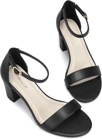 Women's Heeled Sandals Open Toe Ankle Strap 2.5-Inch Chunky Heels Dress Shoes Wide Feet Friendly in Saudi Arabia