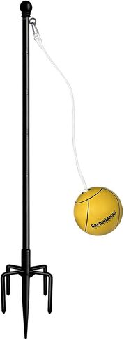 Garbuildman Tetherball Set with Ball & Rope for Outdoor Backyard, Adjustable Tether Ball Pole with Reinforced 5-Prong Base for Playground, Outside Ball Games Sports for Kids & Adults, Black in Saudi Arabia