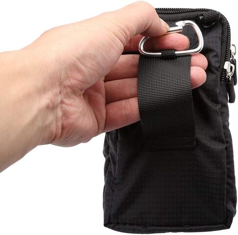 Small Crossbody Cell Phone Bag, Phone Waist Bag Black, 6.5" Travel Shoulder Messenger Holster Crossbody Bags Purse with Strap Zipper Waist Wallet Belt Clip Holder with Locking Carabiner Hook in Saudi Arabia