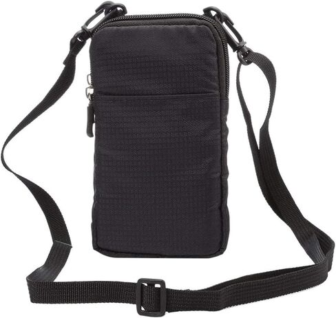 Small Crossbody Cell Phone Bag, Phone Waist Bag Black, 6.5" Travel Shoulder Messenger Holster Crossbody Bags Purse with Strap Zipper Waist Wallet Belt Clip Holder with Locking Carabiner Hook in Saudi Arabia
