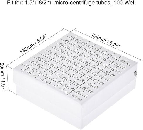 Uxcell الطرد المركزي أنبوب الفريزر صندوق تخزين 100-Well حامل من الورق المقوى مقاوم للماء الأبيض لأنابيب الطرد المركزي الصغيرة 1.5/1.8/2 مللي in Kuwait