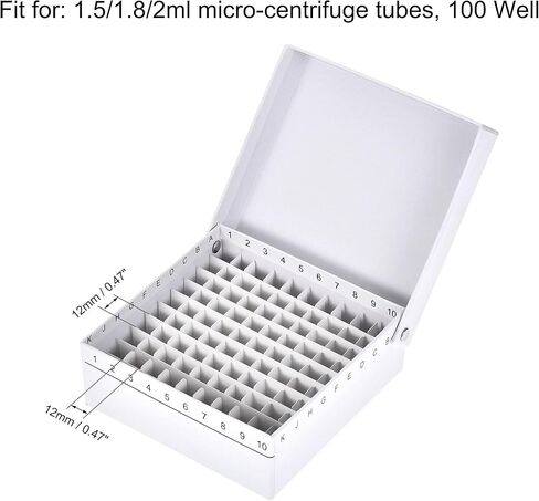 Uxcell الطرد المركزي أنبوب الفريزر صندوق تخزين 100-Well حامل من الورق المقوى مقاوم للماء الأبيض لأنابيب الطرد المركزي الصغيرة 1.5/1.8/2 مللي in Kuwait