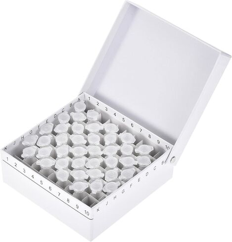 Uxcell الطرد المركزي أنبوب الفريزر صندوق تخزين 100-Well حامل من الورق المقوى مقاوم للماء الأبيض لأنابيب الطرد المركزي الصغيرة 1.5/1.8/2 مللي in Kuwait