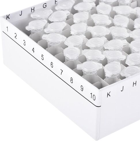 Uxcell الطرد المركزي أنبوب الفريزر صندوق تخزين 100-Well حامل من الورق المقوى مقاوم للماء الأبيض لأنابيب الطرد المركزي الصغيرة 1.5/1.8/2 مللي in Kuwait