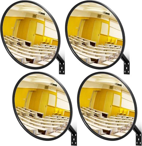 Maitys 4 Pcs Convex Mirror Acrylic Safety Security Traffic Garage Corner Mirror Adjustable Wide Angle View Mirror with Fixing Bracket for Indoor Outdoor School Classroom Warehouse (18 Inch) in Saudi Arabia