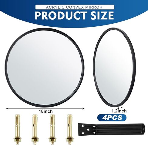 Maitys 4 Pcs Convex Mirror Acrylic Safety Security Traffic Garage Corner Mirror Adjustable Wide Angle View Mirror with Fixing Bracket for Indoor Outdoor School Classroom Warehouse (18 Inch) in Saudi Arabia