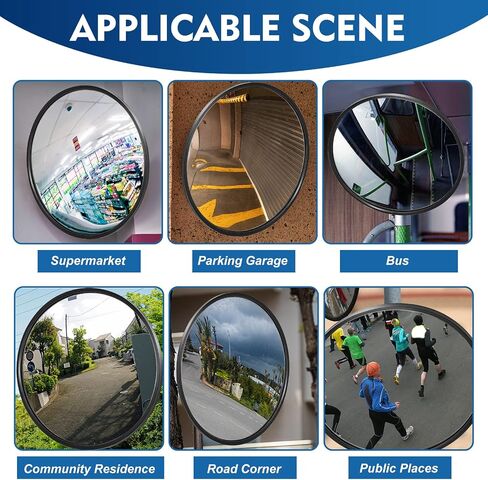 Maitys 4 Pcs Convex Mirror Acrylic Safety Security Traffic Garage Corner Mirror Adjustable Wide Angle View Mirror with Fixing Bracket for Indoor Outdoor School Classroom Warehouse (18 Inch) in Saudi Arabia