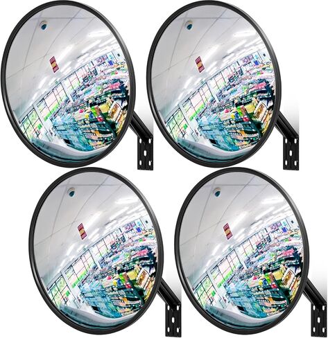 Maitys 4 Pcs Convex Mirror Acrylic Safety Security Traffic Garage Corner Mirror Adjustable Wide Angle View Mirror with Fixing Bracket for Indoor Outdoor School Classroom Warehouse (18 Inch) in Saudi Arabia