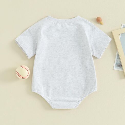 Baby Boy Girl Baseball Bubble Romper Little Slugger Baseball Print Oversized Bodysuit Short Sleeve Summer Clothes in Saudi Arabia