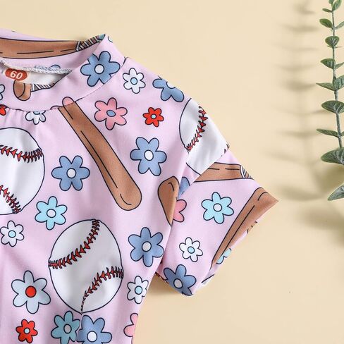 Baby Boy Girl Baseball Bubble Romper Little Slugger Baseball Print Oversized Bodysuit Short Sleeve Summer Clothes in Saudi Arabia