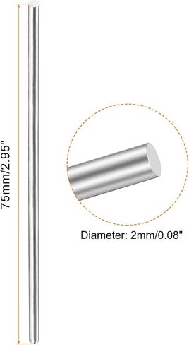 304 Stainless Steel Solid Round Rod, [for Drift Punches Various Shaft DIY Craft Model Plane Model Ship Model Cars] - 2mmx75mm / Silver Tone / 20 Pcs in Saudi Arabia