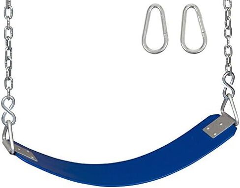 Swing Set Stuff Commercial Rubber Belt Seat with Chains & Hooks SSS Logo Sticker Playground Swing, Blue in Saudi Arabia