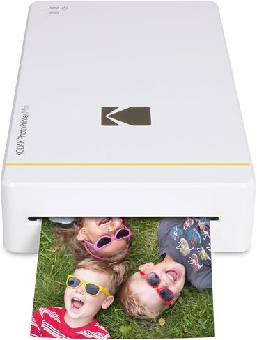 طابعة الصور الفورية المحمولة Kodak Mini - متوافقة مع Wi-Fi وNFC - تطبع صورًا مقاس 2.1 × 3.4 بوصة لاسلكيًا، تقنية طباعة DyeSub المتقدمة (أبيض) متوافقة مع Android وiOS in Kuwait