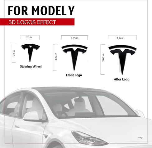 مجموعة مكونة من 3 قطع من ملصقات الغطاء الكامل ABS باللون الأسود غير اللامع لشعارات Tesla Model Y، بما في ذلك أغطية شعار صندوق السيارة الأمامي والخلفي، وشارات الشارات لملحقات Tesla Model Y in Saudi Arabia