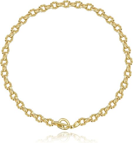Chunky Gold Chain Necklace and Chunky Gold Bracelet with Toggle Clasp in Saudi Arabia