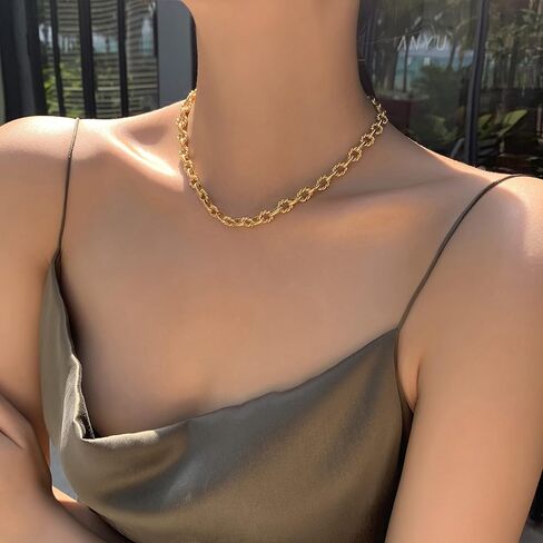 Chunky Gold Chain Necklace and Chunky Gold Bracelet with Toggle Clasp in Saudi Arabia