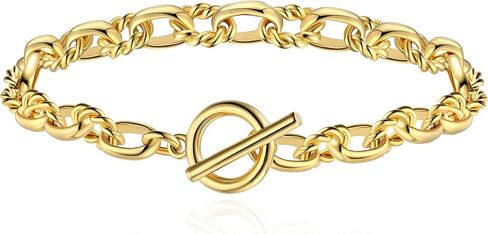 Chunky Gold Chain Necklace and Chunky Gold Bracelet with Toggle Clasp in Saudi Arabia